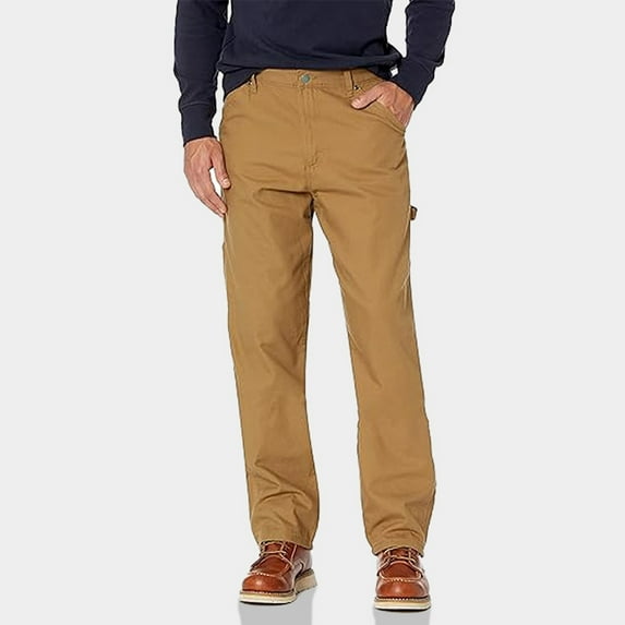 Men's Pants Men's Casual Cotton Straight Hole Trousers Jeans Pants Full Length Pants Work Pants for Men Construction Khaki L