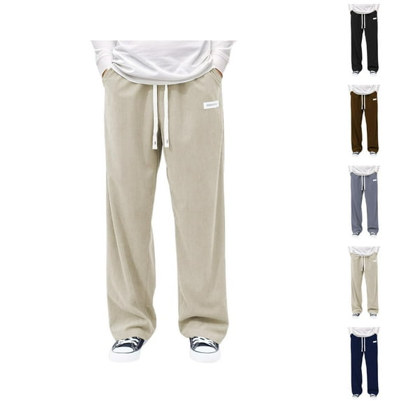 Men's Pants Men's Clothing Men's Casual Pants Corduroy Relaxed Fit Wide Leg Trousers Comfortable Soft Fabric for Everyday Wear