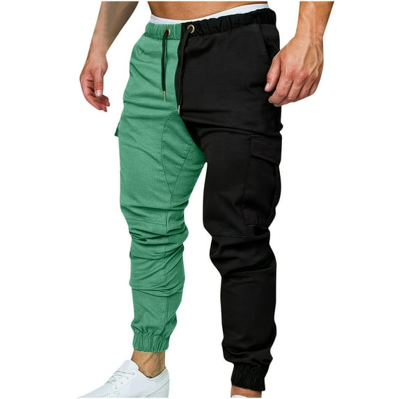 Men's Pants Men's Color Block Casual Pocket Outdoor Elastic Waistbelt Jogger Drawstring Trousers Work Pants Cargo Pants for Men Cargo Pants Mens Cargo Pants Men's Cargo Pants Men's Casual Pants