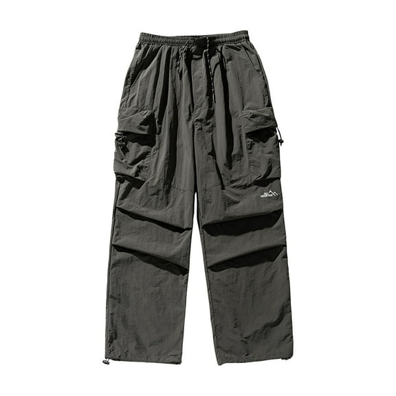 Male Summer Double Pleated Parachute Pants With Large Pockets Casual Outdoor Cargo Pants