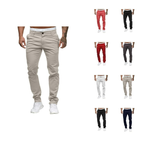 Men's Pants Men's Sweatpants Men's Casual Pants Slim Waist Full Trousers Solid Mid Pocket Length Fashionable Style