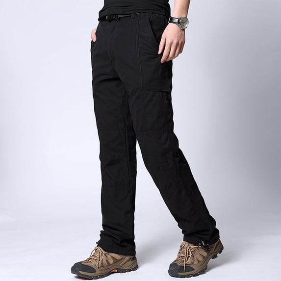 Men's Pants Ofreoo Men's Fashion Casual Solid Color Cargo Zipper Pockets Elastic Waist Full Length Pants Gift for Adults