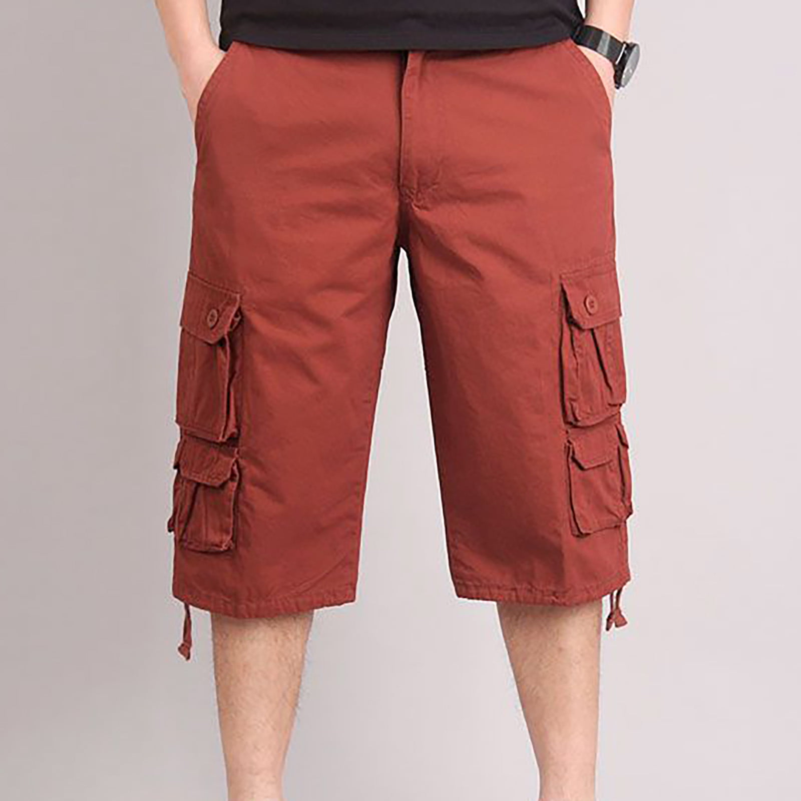 Men's Pants Qiggri Men's Workwear Shorts Multi Pocket Zipper Straight ...