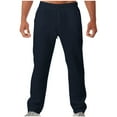 thumbnail image 1 of Men's Pants Solid Casual With Pockets Outdoor Elastic Waist Long Pants Trousers Pantalones Para Hombre Dark Blue XL, 1 of 6