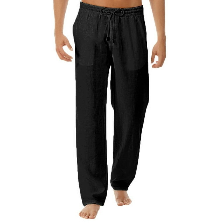 Men's Pants Solid Color Ultra Soft Fleece Sleep and Lounge Pants Stretch  Waist Drawstring Loose Comfy Homewear Pants 