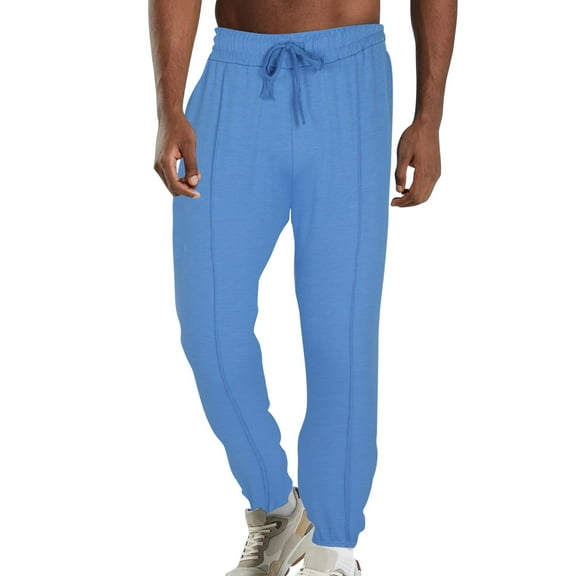 Men's Pants Summer Pants Casual And Versatile Loose Fitting Fitness Pants Solid Color Drawstring Sports Leggings Regular Straight Pant Light Blue M