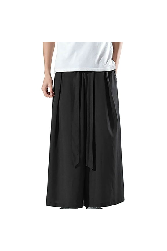 Men's Pants,Summer Thin Men'S Loose Ice Silk Big Leg Wide Leg Pants Large Solid Casual Harlan Flare Pants,Work Pants for Men,Pants for Men(Color:Black,Size:3XL)