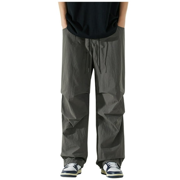 Men's Pants Wide Leg Paratrooper Ice Silk Workwear Pants Thin And Loose Fitting Casual Drying Long Pants Casual Pants for Men Dark Gray 2XL