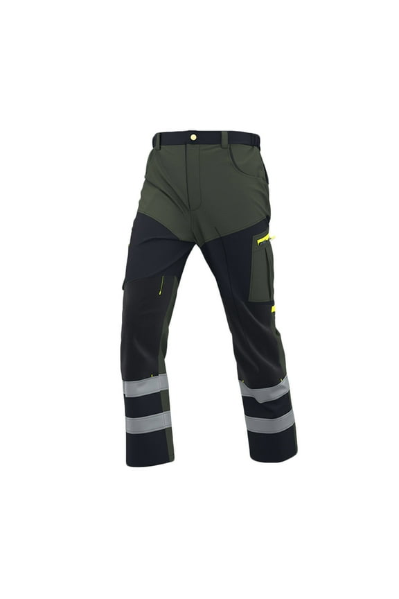 Men's Pants Work Pants for Men, Hi Vis Reflective High Visibility Safety Traffic Work Cargo Pants with Zipper Pockets