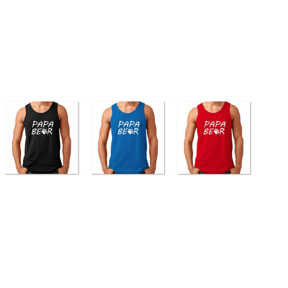 Men's Papa Bear Printed Tank Top Fathers Day Gift Soft and Comfy Tank Top, Lightweight Tank TopRed Tee X-Large