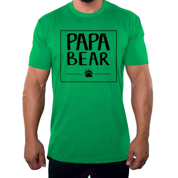 Men's Papa Bear Shirt with Bear Claw, Men's Shirts, Cool Shirts for Dad - Green MH200DAD S3 4XL