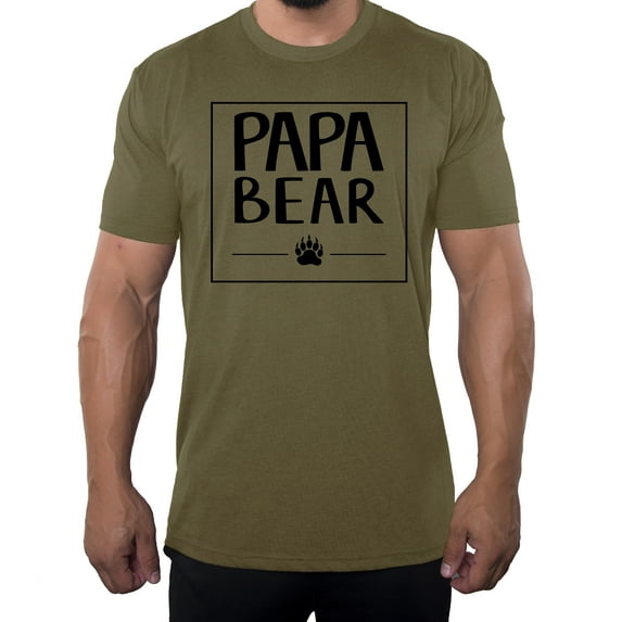 Men's Papa Bear Shirt with Bear Claw, Men's Shirts, Cool Shirts for Dad - Olive Drab MH200DAD S3 M