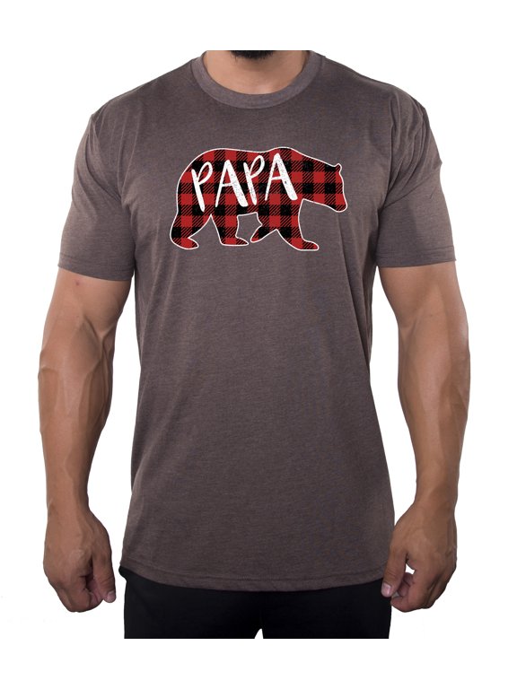 Men's Papa Bear Shirt with Buffalo Plaid, Men's Shirts, Cool Shirts for Dad - Espresso MH200DAD S4 S
