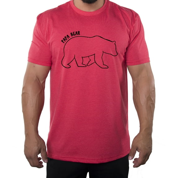 Men's Papa Bear shirt, Cool Shirts for Dad, Men's T-shirts, Best Dad T-shirts - Heather Red MH200DAD S2 3XL