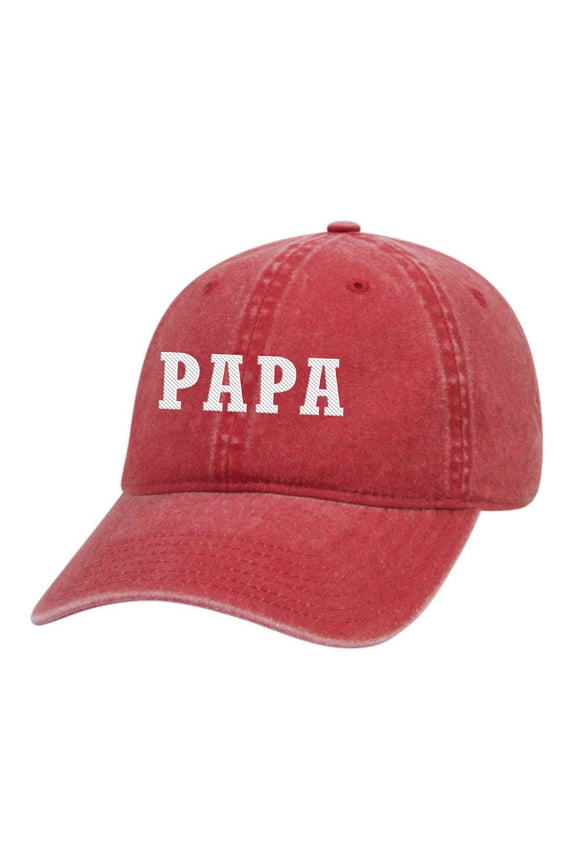 Men's Papa Father's Day Custom Embroidered Twill Buckle Back Adjustable Hat, Red