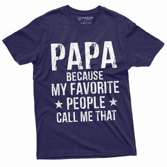 Men's Papa Favorite people T-shirt Grandfather Grandpa Gift Father's day Christmas Tee shirt (Large Navy Blue)