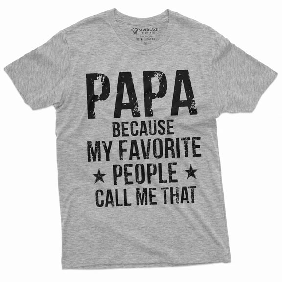 Men's Papa Favorite people T-shirt Grandfather Grandpa Gift Father's day Christmas Tee shirt (Small Grey)