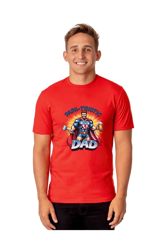 Papa-Triotic Dad Men's Superhero Patriotic Father 4th of July Parody Funny T-Shirt