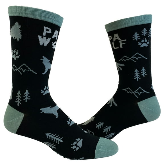 Men's Papa Wolf Socks Funny Fathers Day Howl Forest Camping Graphic Novelty Footwear
