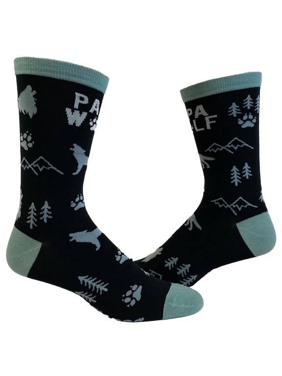 Men's Papa Wolf Socks Funny Fathers Day Howl Forest Camping Graphic Novelty Footwear