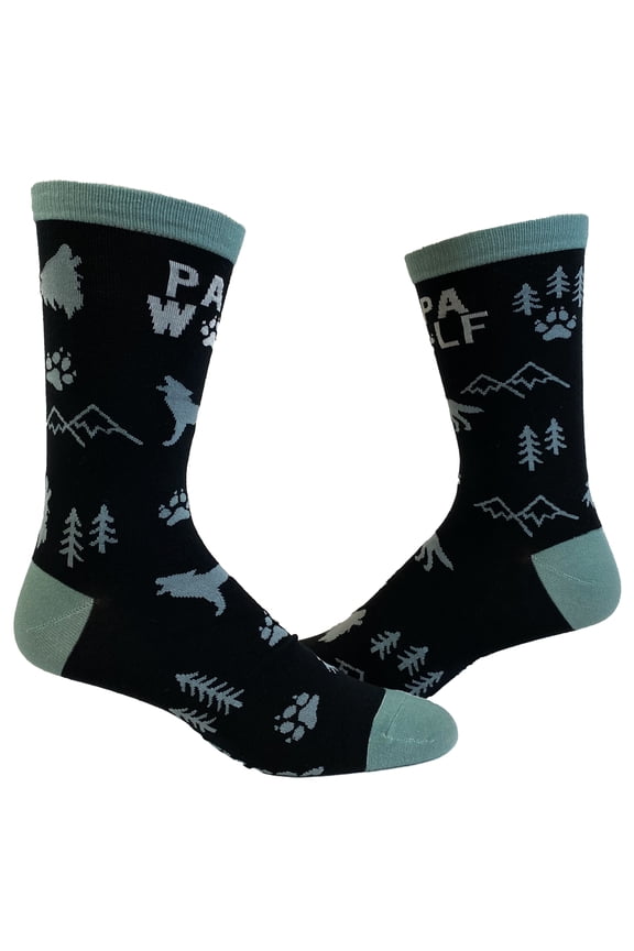 Men's Papa Wolf Socks Funny Fathers Day Howl Forest Camping Graphic Novelty Footwear