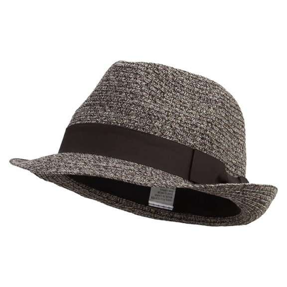 Men's Paper Braid Ribbon Fedora - Coffee Tweed XL