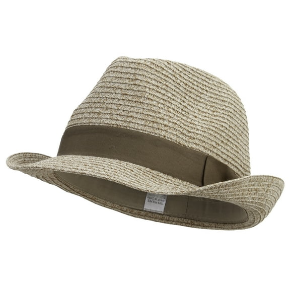 Men's Paper Braid Ribbon Fedora - Natural Tweed XL