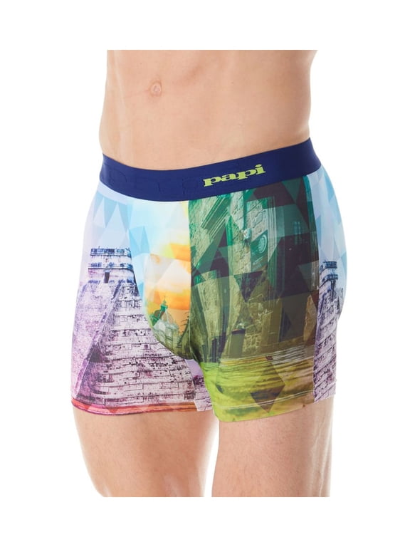 Men's Papi 626719 Digital Print Quick Dry Boxer Brief (Scenic Print 3 L)