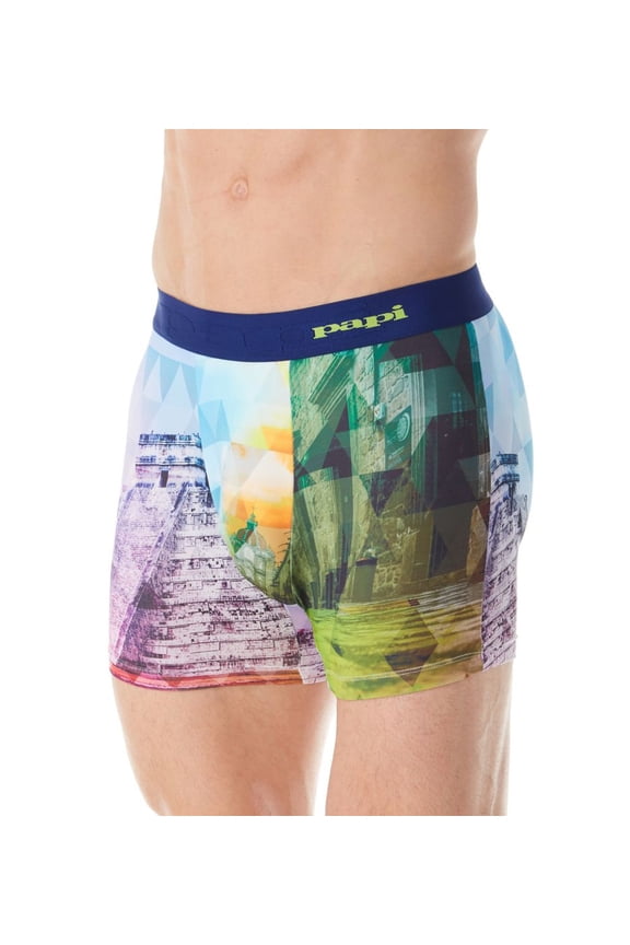 Men's Papi 626719 Digital Print Quick Dry Boxer Brief (Scenic Print 3 XL)