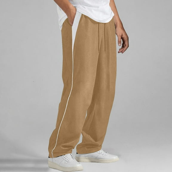 Men's Parachute Pants Color Block Baggy Sweatpants with Elastic Waist Side Pockets Y2K Retro Streetwear for Gym Lounge Casual