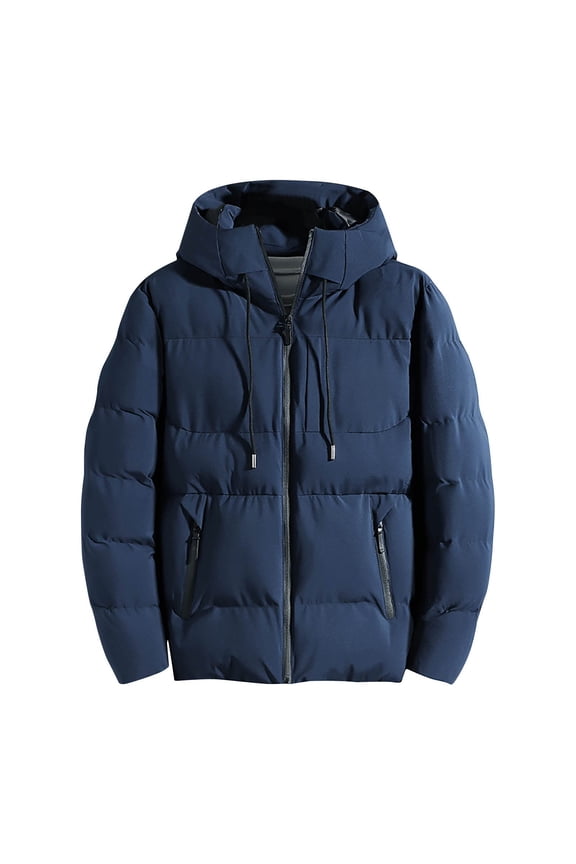 Men's Parka Puffer Coat With Hood Winter Puffy Bubble Insulated Jacket with Zipper Pocket Thicken Warm Outwear