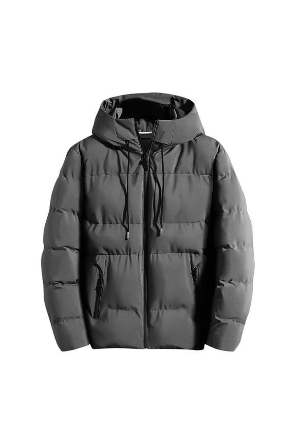 Men's Parka Puffer Coat With Hood Winter Puffy Bubble Insulated Jacket with Zipper Pocket Thicken Warm Outwear