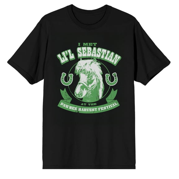Parks & Recreation I Met Lil Sebastian at the Pawnee Harvest Festival on Black Short Sleeve Adult T-Shirt-XS