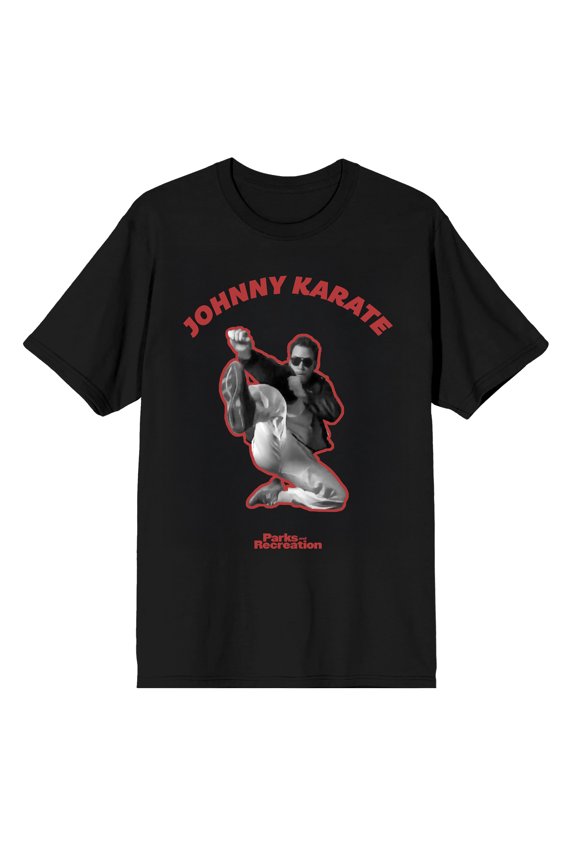 Parks & Recreation Johnny Karate on Black Short Sleeve Adult T-Shirt-Medium