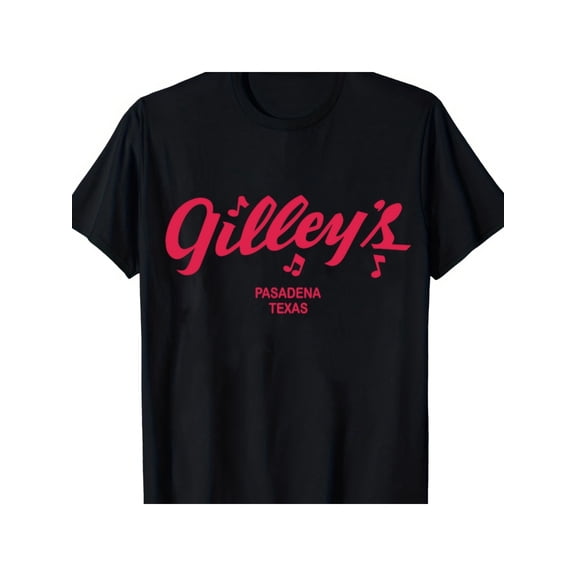 Men's Pasadena Texas 100% Cotton T-Shirt - Casual Black with Red & White "GILLEY'S" Print, Short Sleeve Round Neck - Comfortable & Stylish for Summer Outdoor Activities