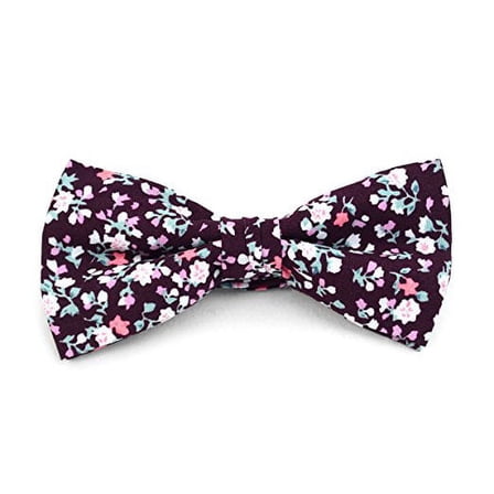 Men’s Pastel Vintage Garden Burgundy Cotton Boxed Banded Bow Tie