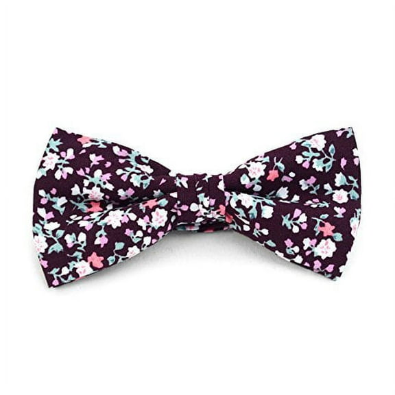 Men’s Pastel Vintage Garden Burgundy Cotton Boxed Banded Bow Tie