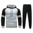 thumbnail image 1 of Men's Patchwork Active Tracksuits Long Sleeve Hooded Sports Jogging Suits Sets Athletic Running 2 Piece Sweatsuits Pullover with Pockets Gray,XXL, 1 of 6