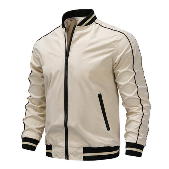 Men's Patchwork Baseball Jacket Loose Fit Casual Fashion Outerwear Lightweight Comfortable Stylish Streetwear Coat