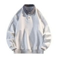 thumbnail image 1 of Men's Patchwork Collar Sweatshirt Cotton Casual T-Shirt Versatile Long Sleeved Work Top, 1 of 9