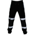 thumbnail image 1 of Men's Patchwork Color Block Reflective Pants Reflective Strip Safety Overalls Classic Lace-up Loose Cargo Pants, 1 of 3