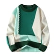 thumbnail image 1 of Men's Patchwork Knit Sweater Coat Winter Casual Loose Slouchy Design Contrast Statement Fashion Outerwear, 1 of 2
