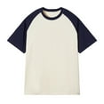thumbnail image 1 of Men's Patchwork Round Neck T Shirt Color Contrast Retro Heavy Shoulder T Shirt Pure Color Loose Short Sleeve Mens Shirt Medium Dark Transfer Paper for T Shirts Men T Shirts Fashion Turtle Neck Top for, 1 of 2