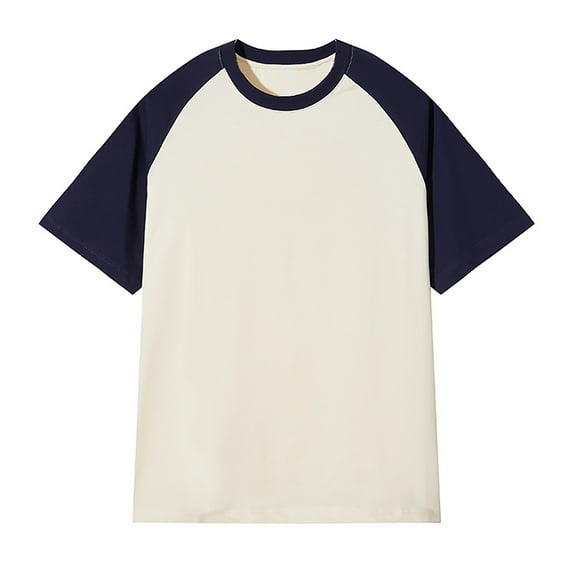 Men's Patchwork Round Neck T Shirt Color Contrast Retro Heavy Shoulder T Shirt Pure Color Loose Short Sleeve Mens Shirt Medium Dark Transfer Paper for T Shirts Men T Shirts Fashion Turtle Neck Top for