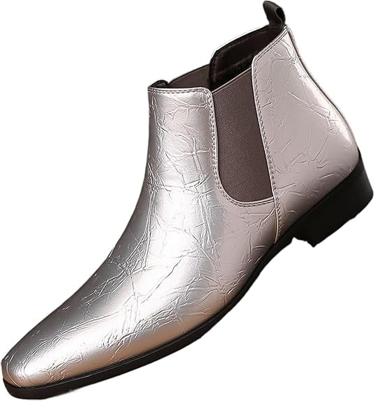 Men's Patent Leather Low Chunky Heel Chelsea Boots Fashion High Gloss  Slip-on Business Dress Oxford Boots for Wedding Prom Party Business Work -  Walmart.com