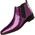 thumbnail image 1 of Men's Patent Leather Low Chunky Heel Chelsea Boots Fashion High Gloss Slip-on Business Dress Oxford Boots for Wedding Prom Party Business Work, 1 of 7