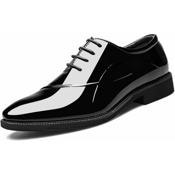 Men's Patent Leather Tuxedo Dress Shoes Classic Lace-up Formal Business Oxford Wedding Shoes