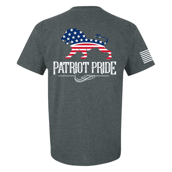 Men's Patriot Pride American Flag Lion Patriot Pride Collection Short Sleeve T-shirt-Heather Grey-large