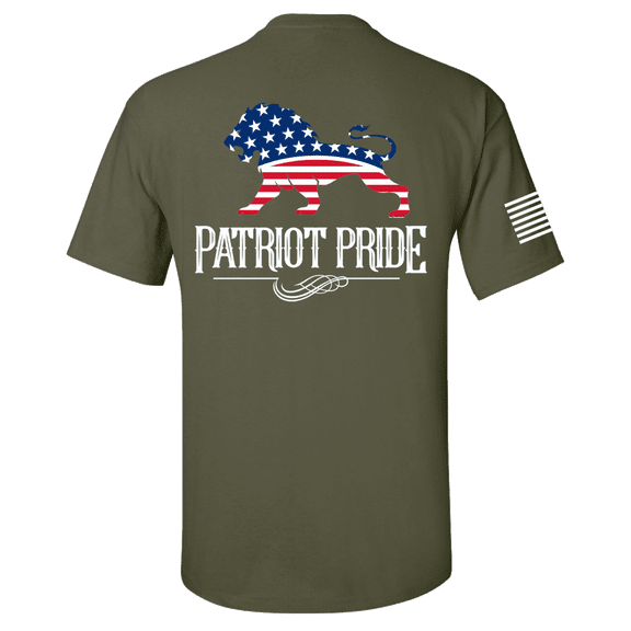 Men's Patriot Pride American Flag Lion Patriot Pride Collection Short Sleeve T-shirt-Military-small
