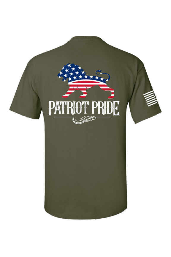Men's Patriot Pride American Flag Lion Patriot Pride Collection Short Sleeve T-shirt-Military-small